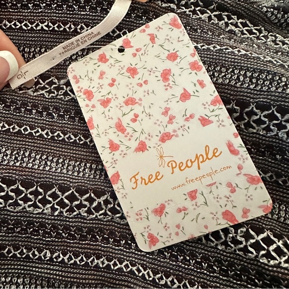 Free People Black Combo Off-Shoulder Ruffle Smocked Top | Size Large - Picture 10 of 16